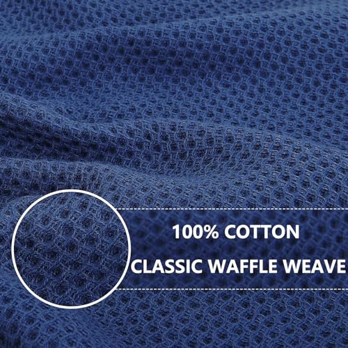 100% Cotton Waffle Weave Kitchen Dish Cloths 6 (Navy Blue / 12 X 12 - 6 Pack)
