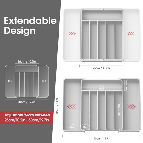Silverware Drawer Organizer (Large / Light Grey)