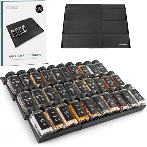 Spice Drawer Organizer (Plastic Black)