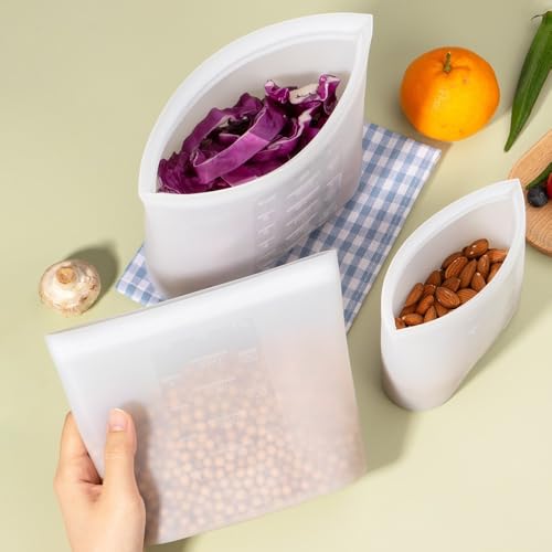 Large Reusable Food Bags 4 Pack (Translucent | Medium | 4 Pack)