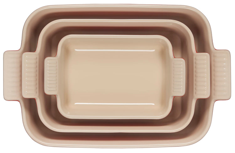Stoneware Heritage Rectangular Baking Dish (3-Piece Dish Set / Cerise)