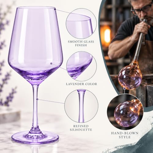 Purple Colored Wine Glass Set (Stemmed)
