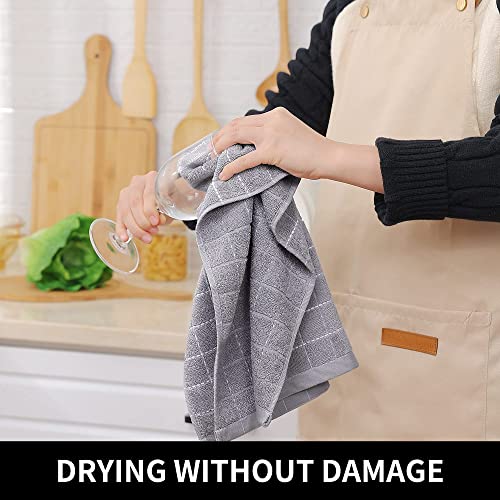 100% Cotton Terry Kitchen Towels (Light Grey / 13 X 28 - 6 Pack)