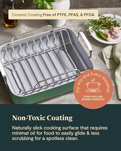 Roasting Pan 16x13" Roasting Pan with Rack (Cream)