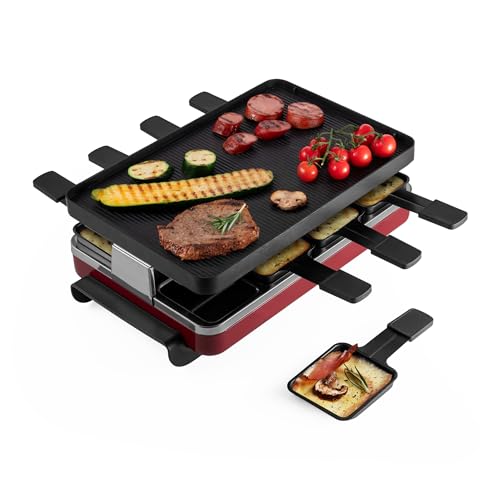 Classic Indoor Electric Raclette Grill (Reversible Aluminum Grill Plate / Red)