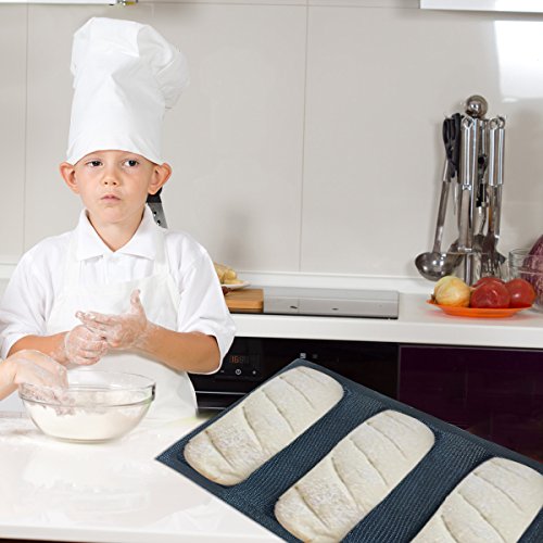 Mesh Silicone Bread Forms Square Shape Bread Molds Non Stick Bakery Tray Silicone Coated Fiber Glass Loaf Crusty Bread Bakeware For Small Toaster Oven (3 Caves 6.7" Square Shape)