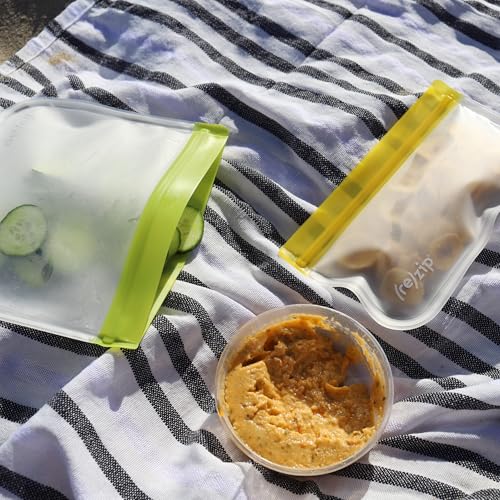 re) zip Reusable Sandwich & Snack Lunch Bag Kit, Leakproof, 5-Piece, Clear (Clear / 5-Pack)