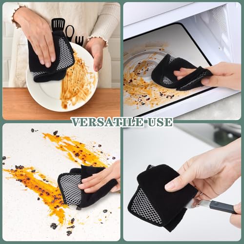 Dish Cloth for Washing Dishes Kitchen Washcloth Cleaning Cloth (Black / 7.87inchx7.87inch 10pack)