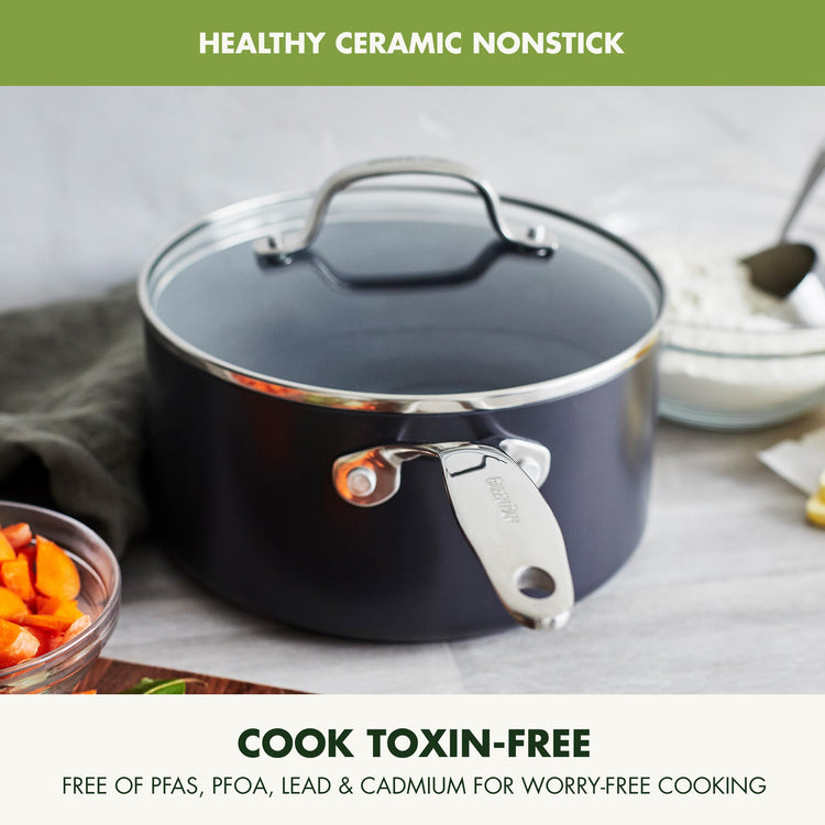 Valencia Pro 2 Piece Ceramic Saucepan Set (Gray / 5 Quarts)