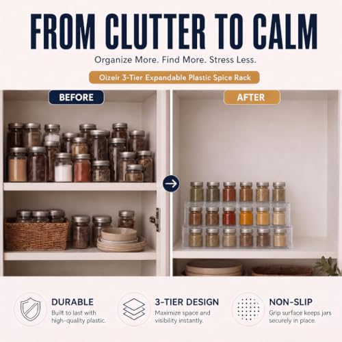 Spice Rack Organizer 3 (1-Pack / Clear)