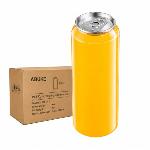 16.9OZ(500ml) Disposable Juice Bottles 100 Pack - Plastic Sealable Can Cups with Lids for Boba, Smoothie, Drinking, Clear Beverage Container with Easy Open Lids