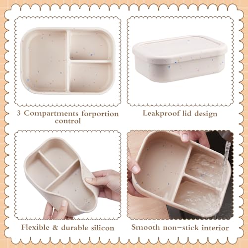4 Pcs Silicone Bento Box (Beige)
