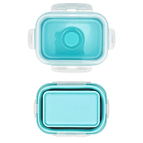 3piece Collapsible Food Storage Containers with Lids (blue)