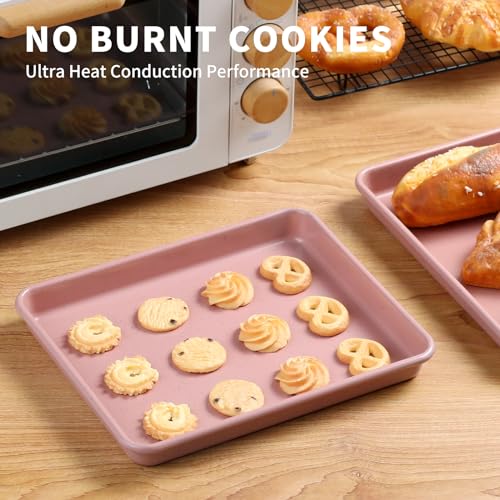 Toaster Oven Pans Set of 2 (Pink-11*9*1 inch)