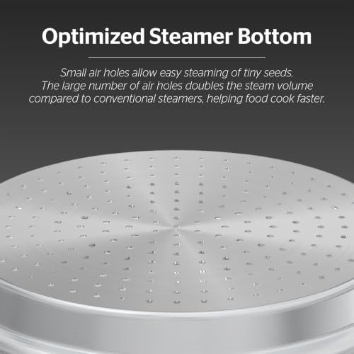 9.3 QT Stainless Steel Steamer Pot for Cooking with Glass Lid (9.3 Quarts)