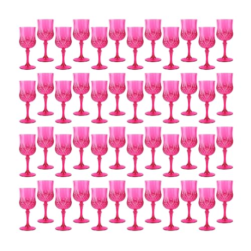 48Pack Plastic Wine Glasses (Hot Pink)