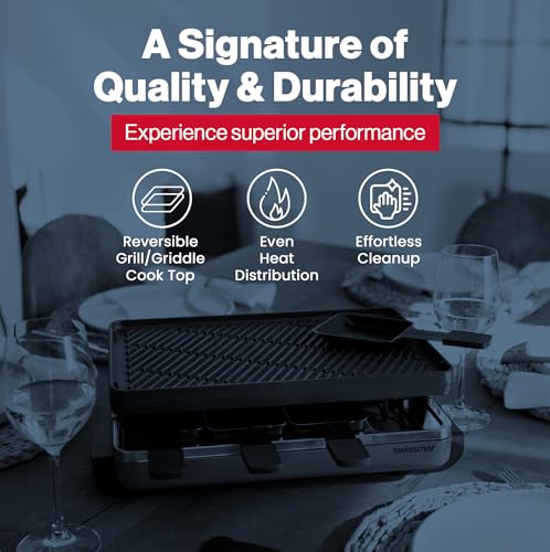 Classic Indoor Electric Raclette Grill (Reversible Cast Iron Grill Plate / Red)