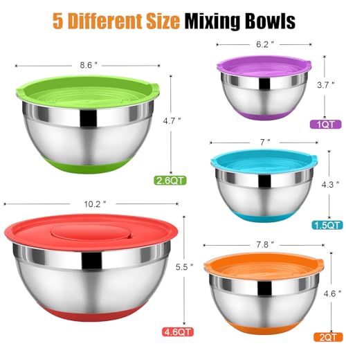 Mixing Bowls with Lid Set (Multicolor)