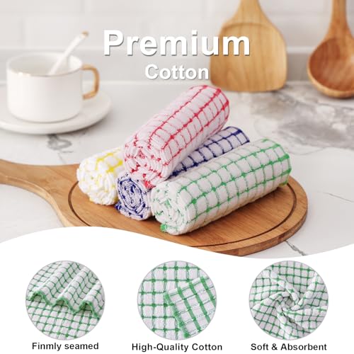 Cotton 8 Pack Terry Kitchen Dish Cloths (Green / 12 X 12 - 8 Pack)