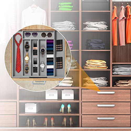 Kitchen Silverware Drawer Organizer and Storage Best Grandpa Grandfather Elder Men Father Day Grandparents Great Papaw Peepaw Grampy Pawpaw Granddad Happy Birthday Christmas Xmas Unique Cool Gifts (Gray / 7 Slots Expandable-2PC)