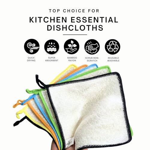Dishcloths Kitchen Dishrag Cleaning Scrub Reusable 6pk 6x7in (Multi Color / 6" x 7" -6 Pack)
