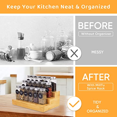Bamboo Spice Rack Organizer for Cabinet 2 Pack (Natural - 2 Pack)