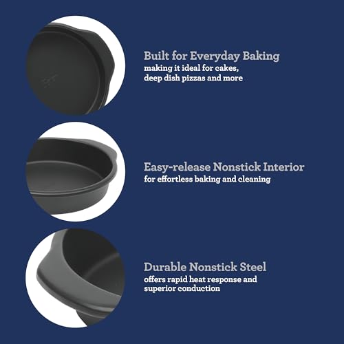 Teston 9 Inch Round Cake Pan (9" Round Cake Pan / Matte Black)