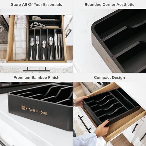 Silverware & Utensil Organizer (Black Bamboo)