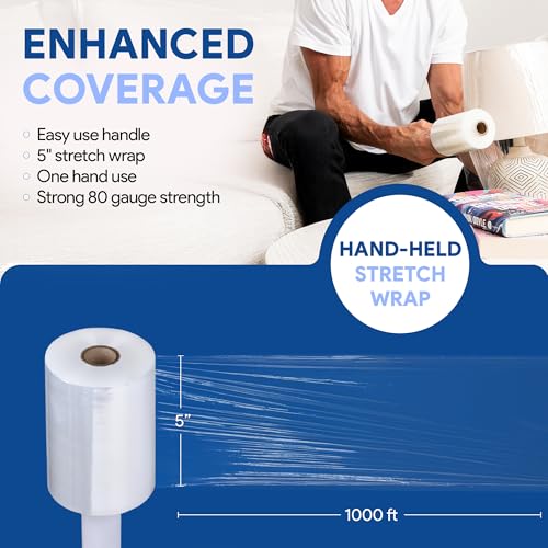 5" Plastic Stretch Film Wrap with Handles (2 Pack / 5" Products)