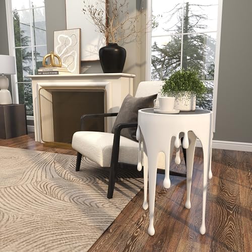 Aluminum Metal Abstract Side Table 16" x 16" x 25" (White)