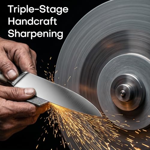 Upgraded Knife Set High Carbon Stainless Steel Ultra Sharp Blade Ergonomic Handle (Ivory Pro H / 15)