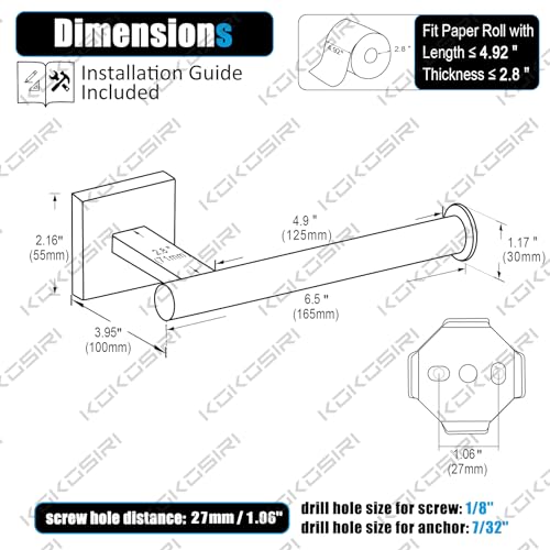 Toilet Paper Holder for Bathroom Toilet Roll Holder Hold Mega Rolls Wall Mounted (Matte Black / Vertical)