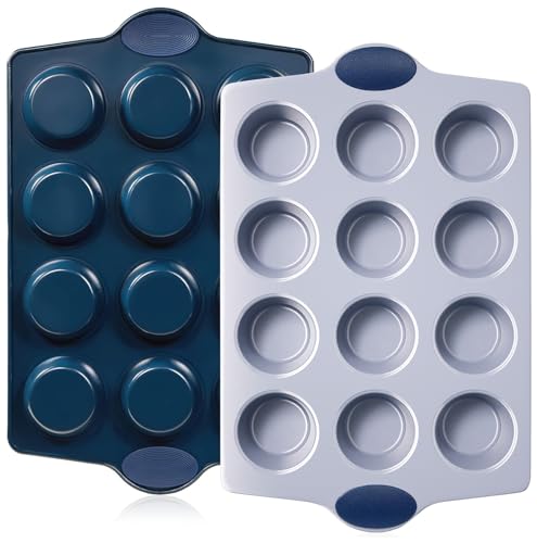 Ceramic Muffin Pan (Blue / 12 Cup Muffin Pan (2 pack))