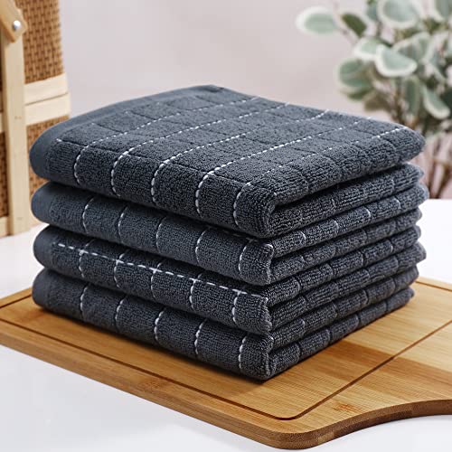 100% Cotton Terry Kitchen Towels (Dark Grey / 13 X 28 - 4 Pack)