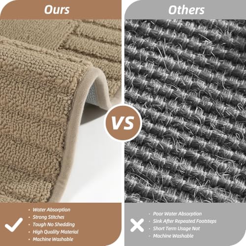Kitchen Rugs Non Slip Washable 2PCS (Taupe / 20"x30"+20"x48" (Rectangular))
