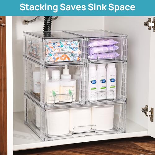 Clear Stackable Storage Drawers (1 Wide+2 Medium+2 Small)