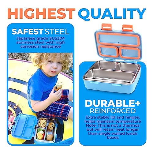 Small Stainless Steel Bento Box Lunch Container (Light Blue)