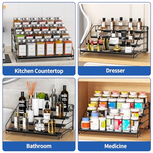 4 Tier Spice Rack for Cabinet (Black / 1 Pcs)