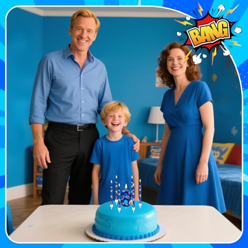 13PCS Birthday Cake Candles Set (Blue+Gold / 8)