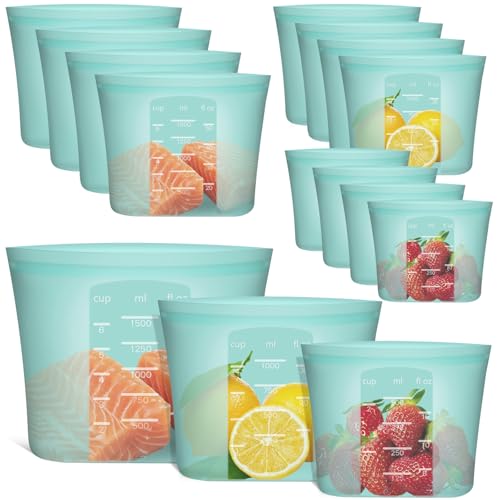 Reusable Food Bags (Aqua | M+S+XS | 12 Pack)