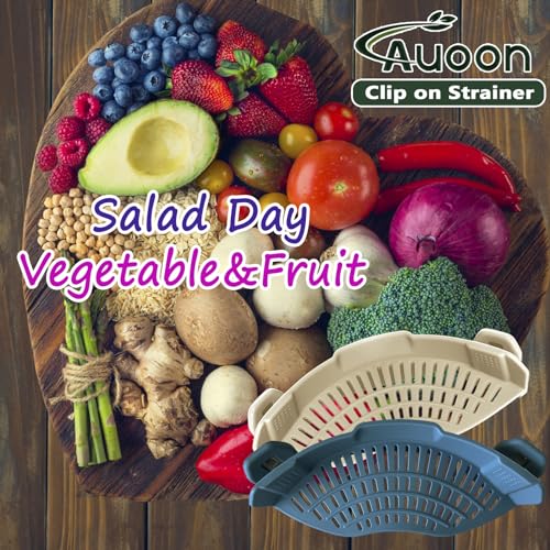 Pasta Strainer Clip on Silicone (Fog Blue / Standard 8.86 x 3.55 in)