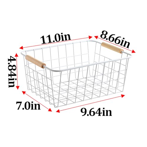 white wire baskets for organizing with Wooden Handles Storage Organizer Baskets (New-White2 / Medium)