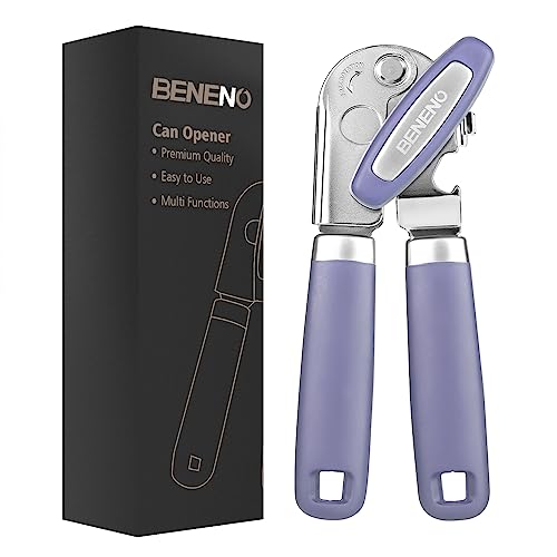 Heavy Duty Hand Can Opener Manual with Magnet Lid Remover (Purple)