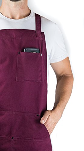 Red Cotton Chef Apron for Men & Women (Burgundy)