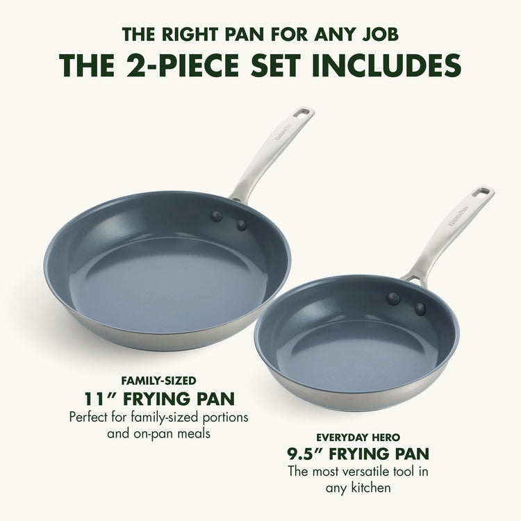 Treviso 9.5” and 11” Frying Pan skillet Set (9.5" and 11" Frying Pan Skillet Set)