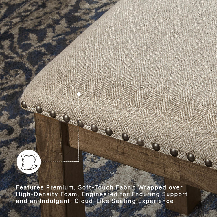 Moriville Wood Upholstered Dining Bench (Brown / Dining Height)