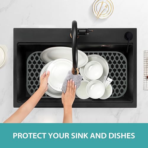 Silicone Kitchen Sink Protectors Mats (Gray (1 Pack))