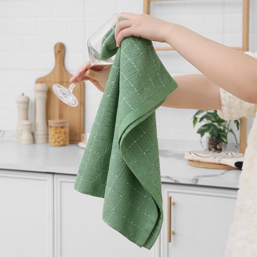 100% Cotton Terry Kitchen Towels (Grass Green / 20 X 28 - 4 Pack)