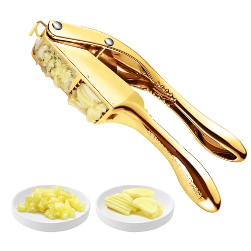 Garlic press and slicer 2 in 1 (Golden)