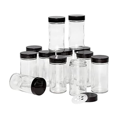 5244227 Empty Jars With Black Cap (Set of 12 / Black)